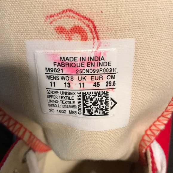 NWT Converse AdFabric AllStar Red HT M AUTHENTIC - Picture 8 of 8